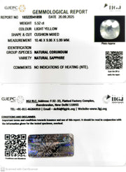 5.52/CT Natural Yellow Sapphire With Govt Lab Certificate (16650)